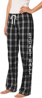 STUART HALL - District Women's Flannel Plaid Pant, Black